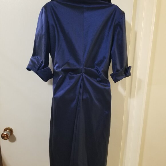 Joseph Ribkoff Sapphire Blue Draped Zip-Front Dress – Size 16 - Picture 4 of 13